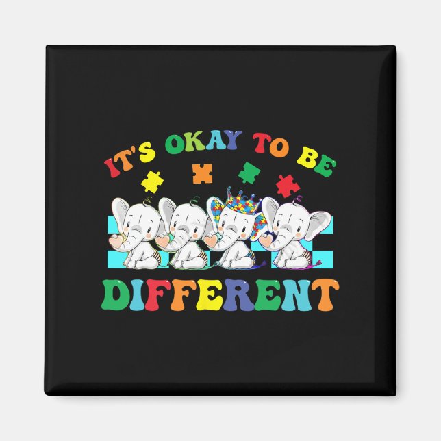It's Ok To Be Different Elephant Autism Awareness  Magnet (Front)