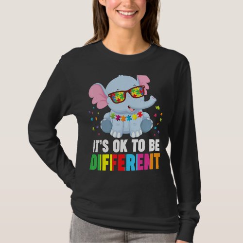 Its Ok To Be Different Elephant Autism Awareness  T_Shirt