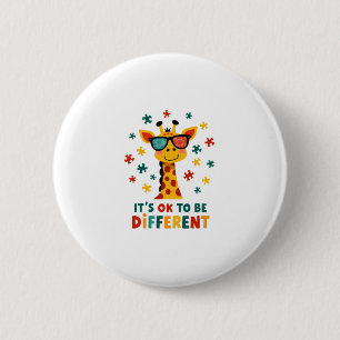 It's Ok To Be Different Giraffe Autism Awareness B Button