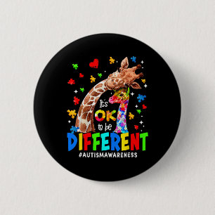 It's Ok To Be Different Giraffe Autism Awareness B Button