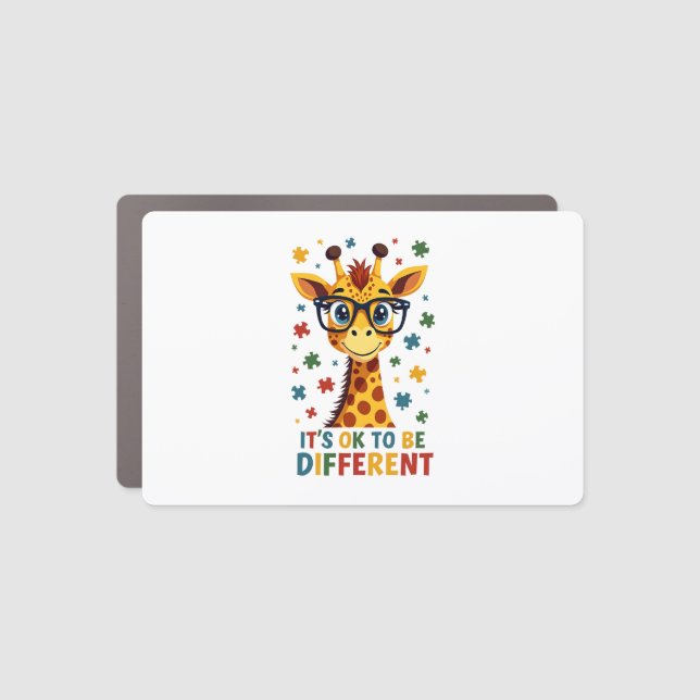 It's Ok To Be Different Giraffe Autism Awareness B Car Magnet (Front)