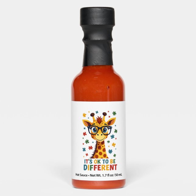 It's Ok To Be Different Giraffe Autism Awareness B Hot Sauces (Front)