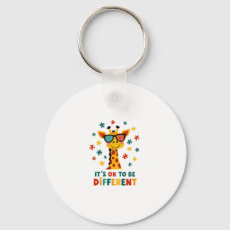 It's Ok To Be Different Giraffe Autism Awareness B Keychain