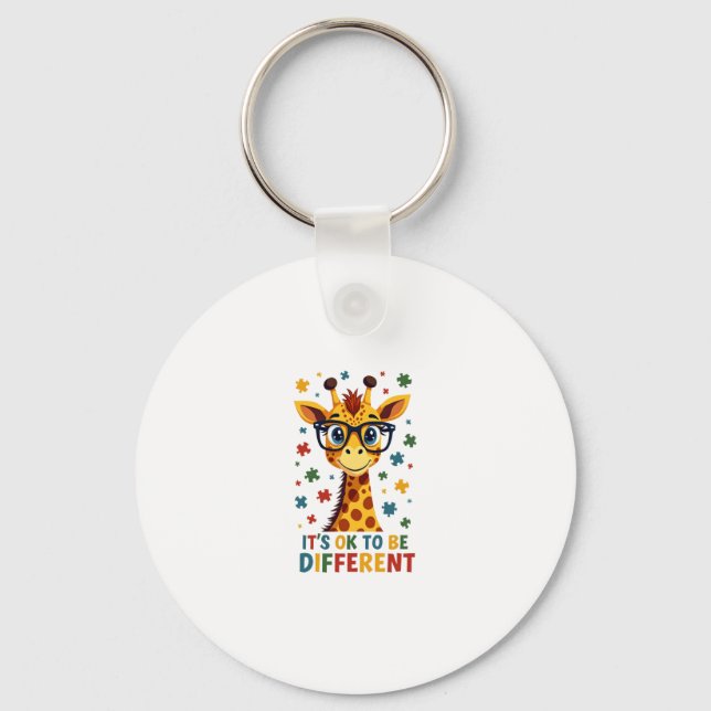 It's Ok To Be Different Giraffe Autism Awareness B Keychain (Front)