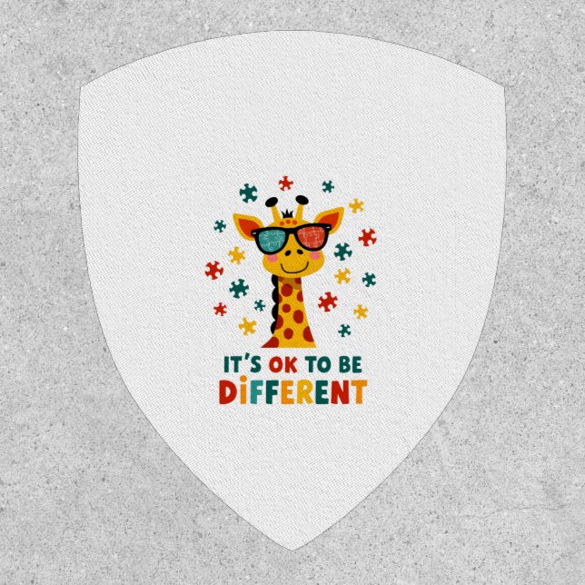 It's Ok To Be Different Giraffe Autism Awareness B Patch (Front)