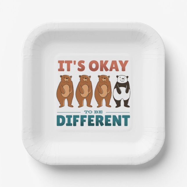 It's OK to be different Invitation Napkins Paper Plates (Front)