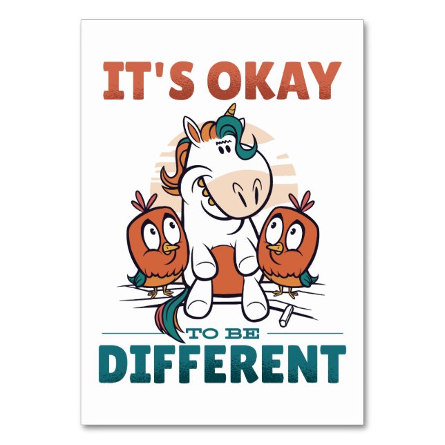 It's OK to be different Invitation Table Number (Front)