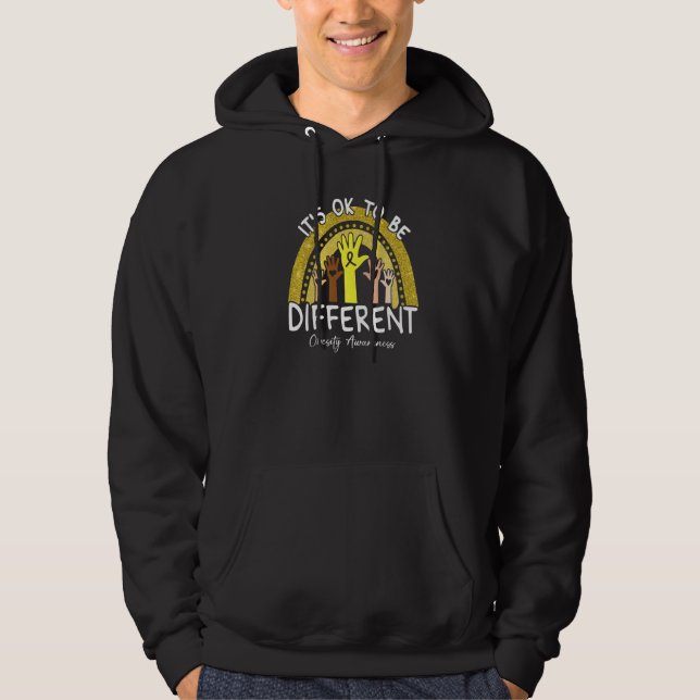 It's Ok To Be Different Obesity Awareness Yellow R Hoodie (Front)