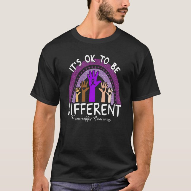It's Ok To Be Different Pancreatitis Awareness Pur T-Shirt (Front)