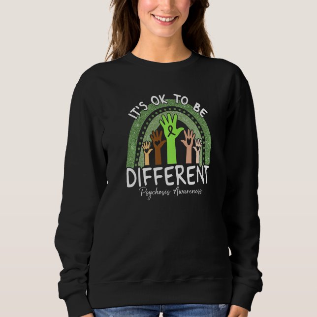 It's Ok To Be Different Psychosis Awareness Lime G Sweatshirt (Front)