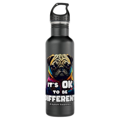 Its Ok To Be Different Pug Dog Autism Awareness Ac Stainless Steel Water Bottle