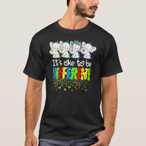 Its Ok To Be Different Puzzle Elephant Autism Awa T_Shirt