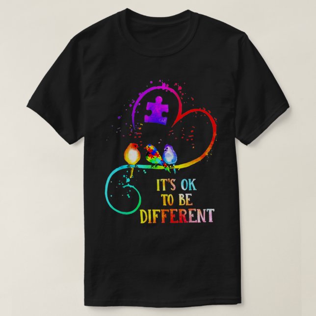 It's OK to be different shirt Autism Awareness Hea (Design Front)