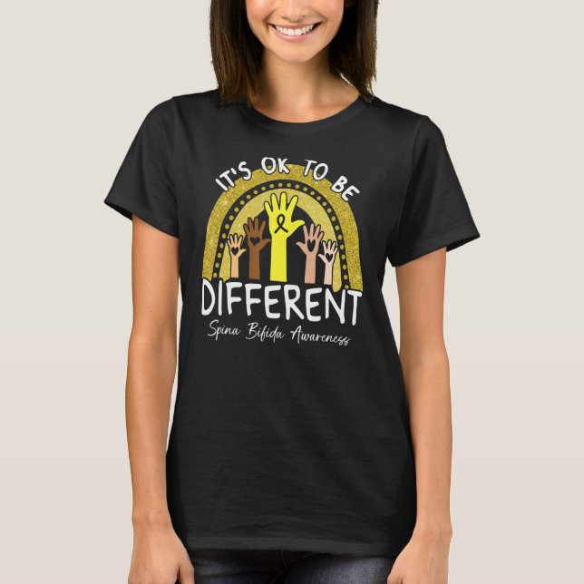 It's Ok To Be Different Spina Bifida Awareness Yel T-Shirt (Front)