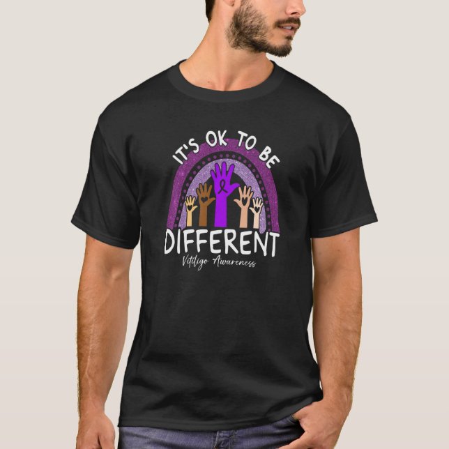 It's Ok To Be Different Vitiligo Awareness Purple  T-Shirt (Front)