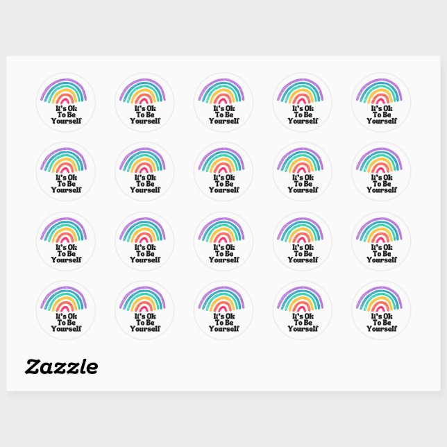 It's Ok To Be Yourself Classic Round Sticker (Sheet)
