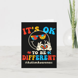 Its Ok To Different Autism Groovy Smile Face Puzzl Card