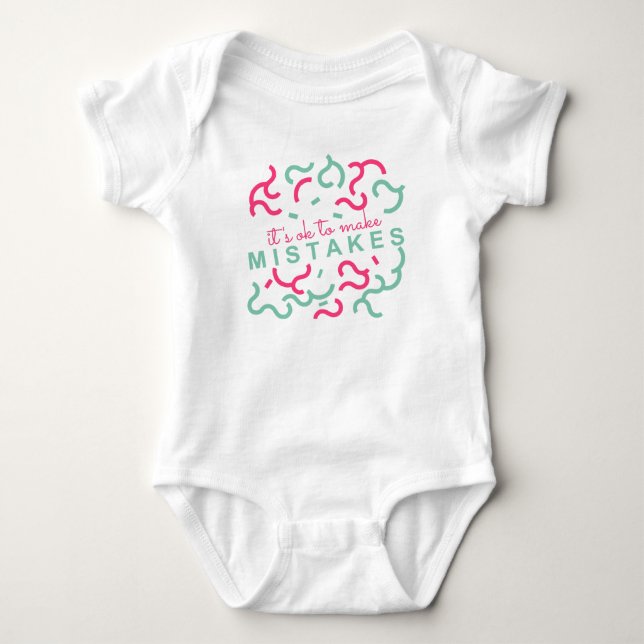 Its Ok to Make Mistakes Shapes Green Red Baby Bodysuit (Front)