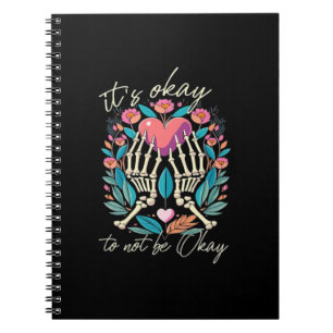 Its Ok To Not Ok Skeleton Hands With Heart Minimal Notebook