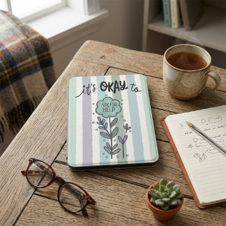 It's Okay To Ask For Help | Floral Pastel Striped Kindle Cover