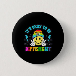 Its Okay To Be Different Smile Face Puzzle Autism Button