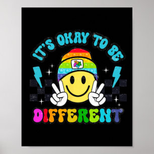 Its Okay To Be Different Smile Face Puzzle Autism  Poster