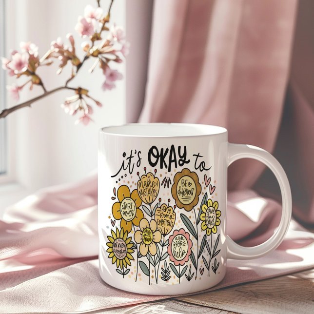 It's Okay To Boho Floral Coffee Mug (Creator Uploaded)
