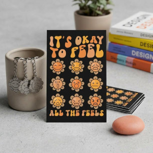 It's Okay to Feel All the Feels Retro Flower Faces Business Card