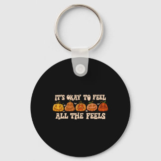 It's Okay To Feel Mental Health Fall Pumpkin Hallo Keychain