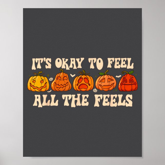 It's Okay To Feel Mental Health Fall Pumpkin Hallo Poster (Front)