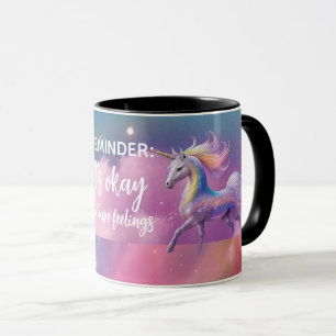 It's okay to have feelings Rainbow Glitter Unicorn Mug
