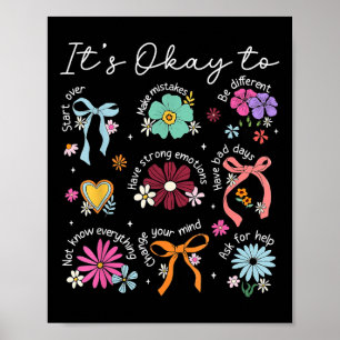 Its Okay To Start Over Coquette Floral Mental Heal Poster