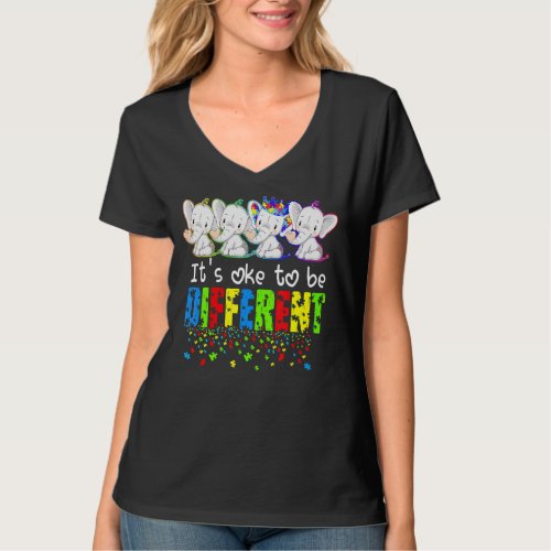 Its Oke To Be Different Elephant Mom Autism Child T_Shirt