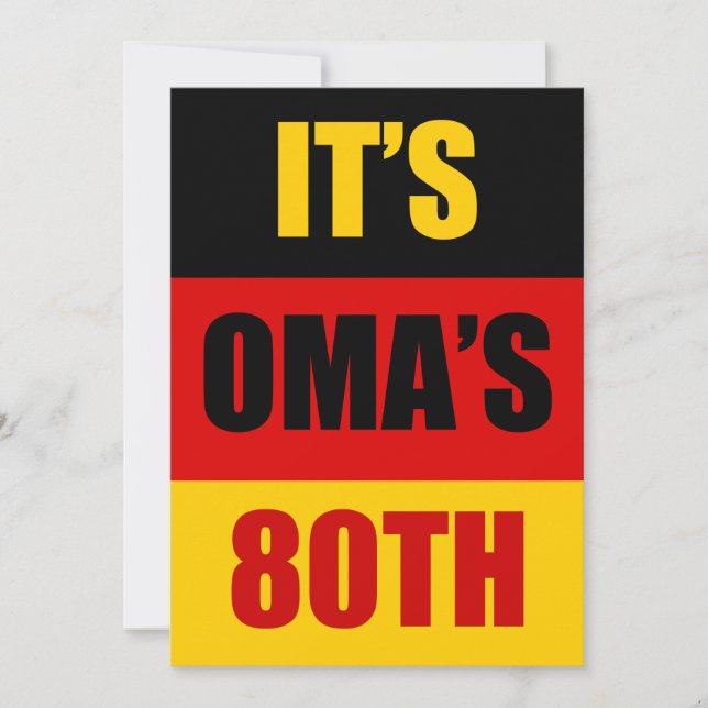 It's Oma's 80th Birthday German Flag Invite (Front)