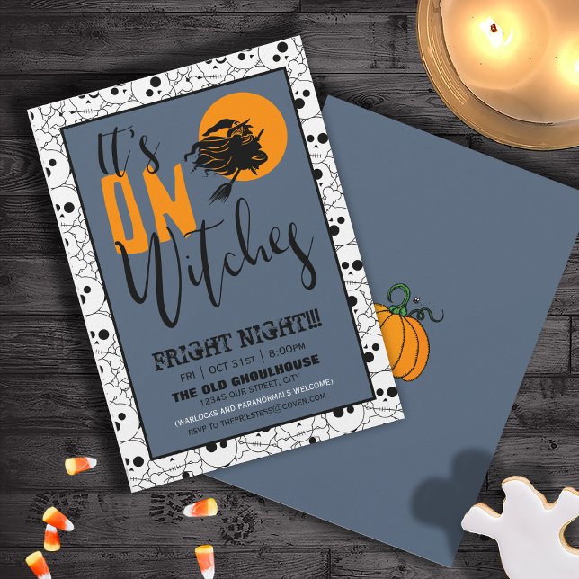 It's On Witches ID442 Invitation (Front/Back In Situ)