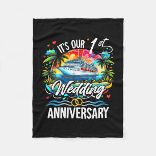 It's Our 1st Wedding Anniversary Couple Tropical V Fleece Blanket