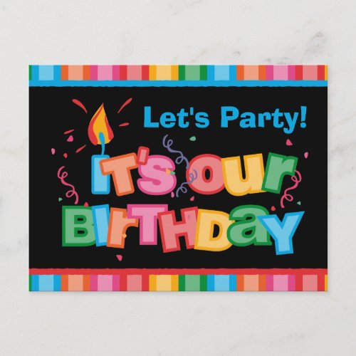 Its Our Birthday Letters Postcard Invitation