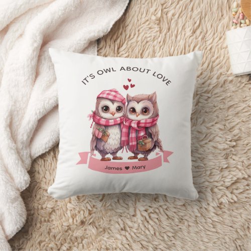 Its Owl About Love _ Our First Valentines Day Throw Pillow