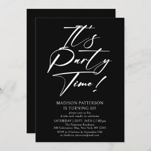 It's Party Time 60th Birthday Party Simple Elegant Invitation