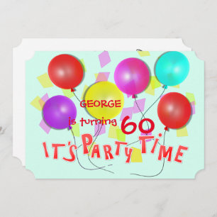 It's Party Time Colorful Balloons Personalized Invitation