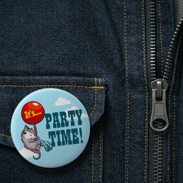 It's PARTY TIME! Floating Opossum Balloon Possum Button (Creator Uploaded)