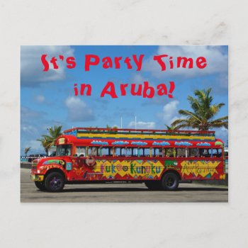It's Party Time In Aruba Invitation Postcard by birdersue at Zazzle