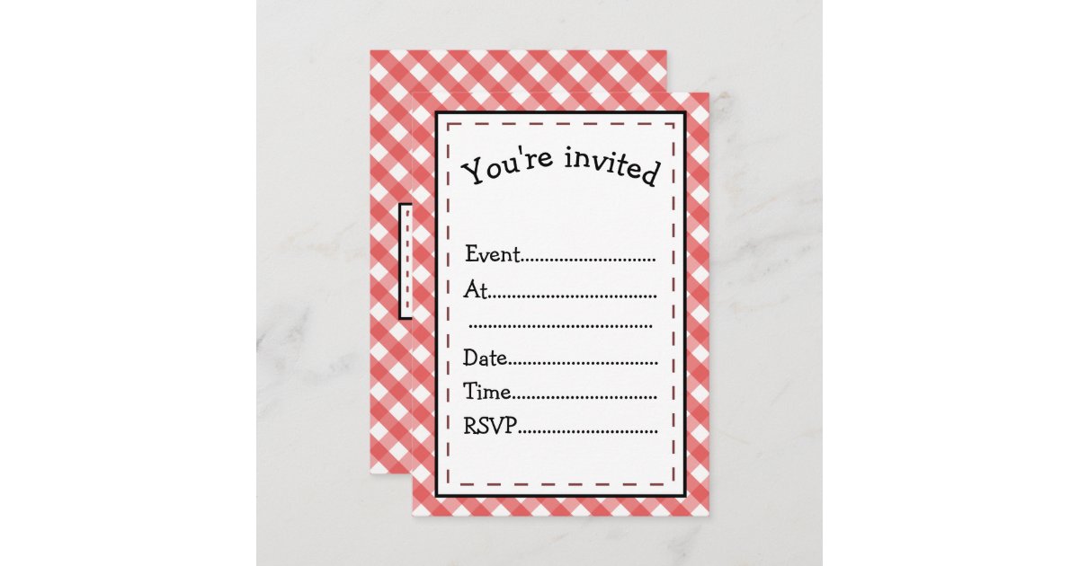 It's Party Time Red Gingham Invitation Zazzle