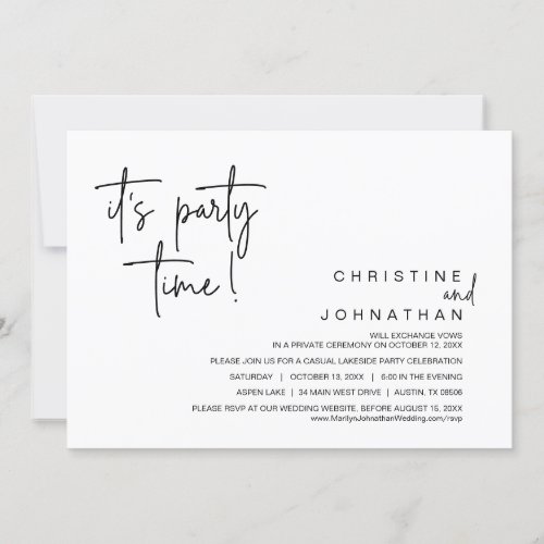 Its Party Time Wedding Elopement Dinner Invitation