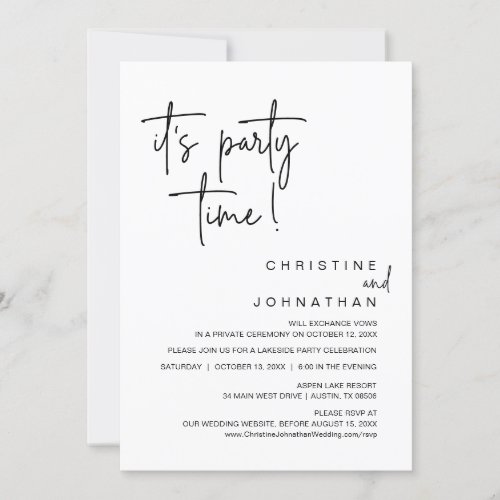 Its Party Time Wedding Elopement Dinner Invitation