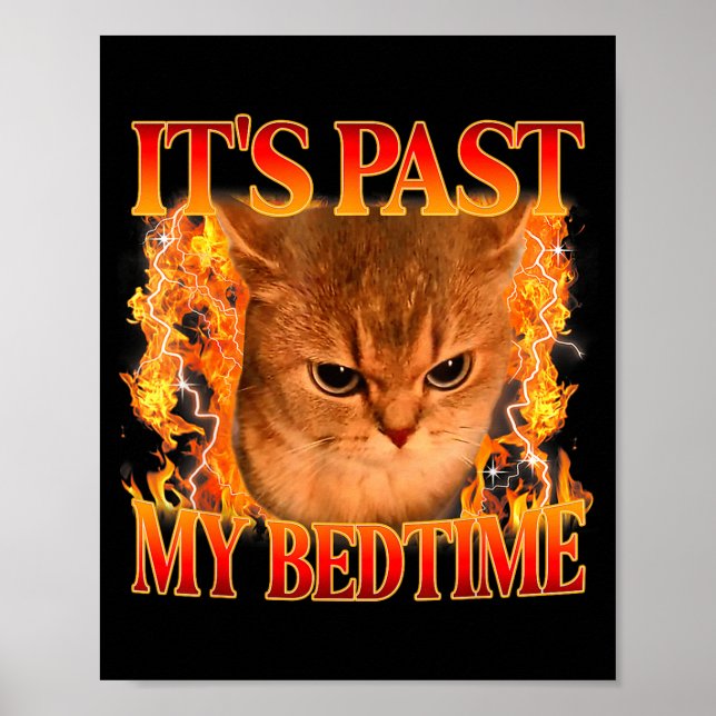 It's Past My Bedtime Funny Cat Meme Animals Humor  Poster (Front)