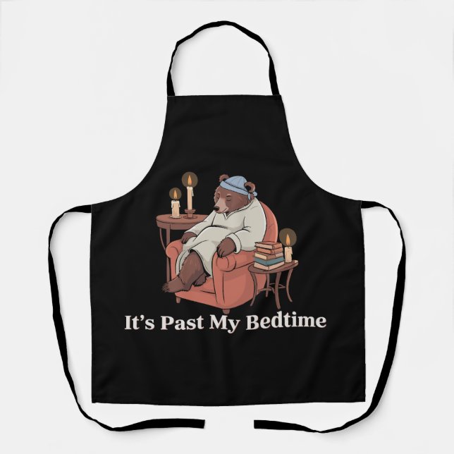 It's Past My Bedtime Funny Sleppy Bear Meme Xmas Apron (Front)