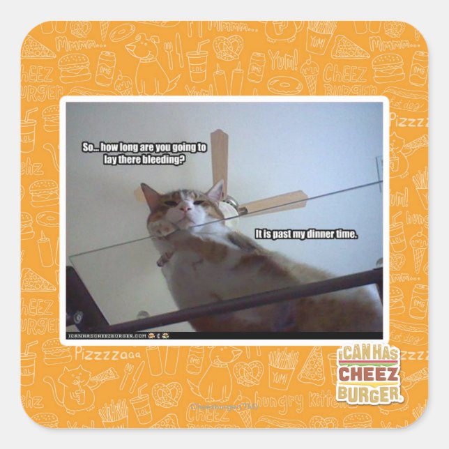 It's past my dinner time square sticker (Front)