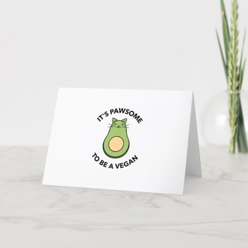 Its pawsome to be a vegan avocado holiday card