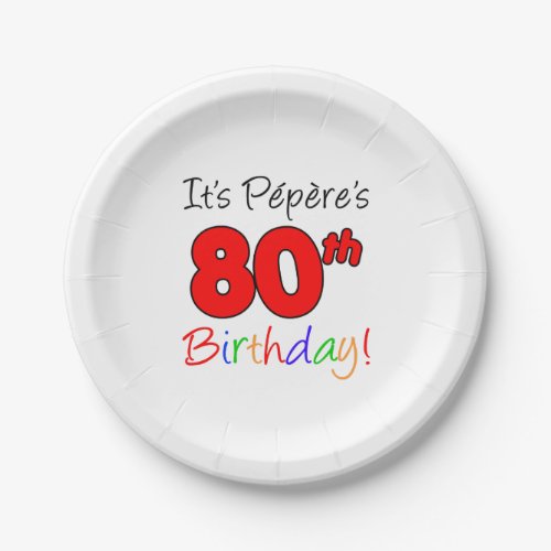 Its Peperes 80th Birthday French Grandpa Paper Plates